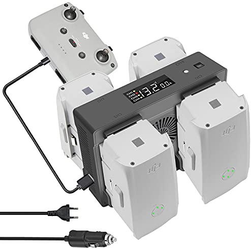 LYONGTECH Air 2S,Mavic Air 2 Akku Wand Ladegerät und Autoladegerät für DJI Air 2S,Mavic Air 2 Drohne, lädt 4 Batterie,Parallel Kfz Akkuladestation,5 in 1 Rapid Multi ladestation Hub Zubehör