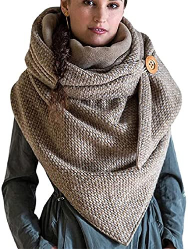 Niwicee Schal Dreieck Damen Shawl Button Knopf Dreieckstuch Streifen Warm Soft Gemustert Einfarbig Herbstschal Winterschal Herbst Winter Gift HalstüCher Frauen(Multicolor-12, 1PC) W35KKH