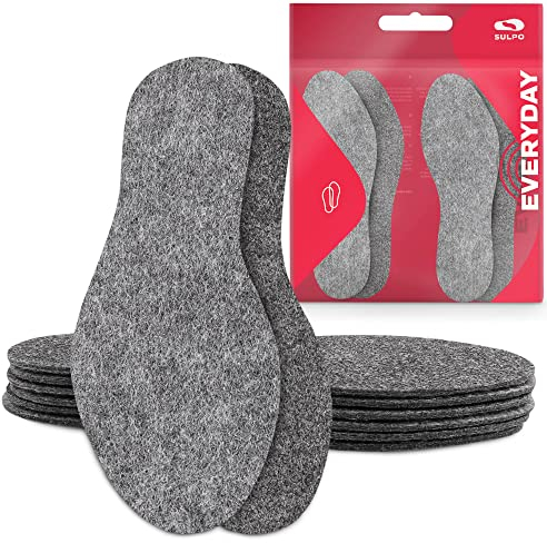SULPO 4 Paare Filz Einlegesohlen Herren und Damen - Winter Schuhsohlen - Isolierende Einlegesohlen - warm Filzsohlen für Schuhe - Wintereinlage Schuhe - Größe 36-46