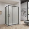 80x80x190CM CABINA DE DUCHA ANGULAR PUERTA CORREDERA MARCO NEGRO CRISTAL 6 MM EASY CLEAN ANTICAL TEMPLADO