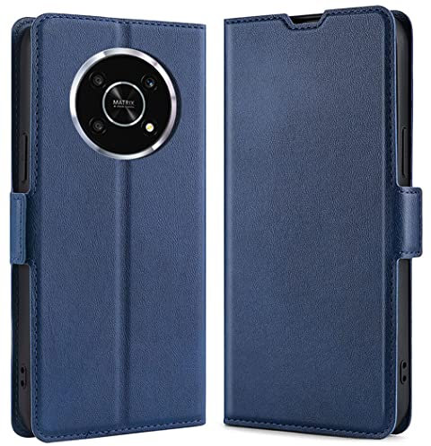 DOINK Coque Fin et Léger pour Huawei Honor Magic4 Lite 5G, Flip/Folio Cover, Étui Cuir Avancé avec Carte Fente, Pliant Housse - Bleu