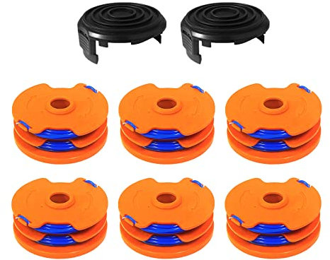CDIYTOOL WX100 Grass Trimmer Spool Lines fit for Qualcast GT25 GGT350A1 GT30 GGT450A1 and WG100E WG104E1 1.65mm dia 8.3m long (6 spools + 2 caps)
