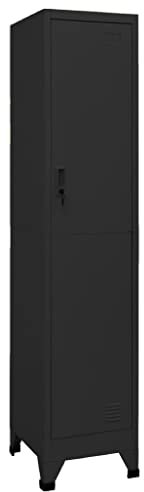 Makastle Schließfachschrank Metall Spind Schrank Metallschrank mit 1 abschließbare Tür & 1 Hängestange & 1 Boden, Kleiderspind Aufbewahrungsschrank für Büro Wohnzimmer, 38x45x180 cm Stahl
