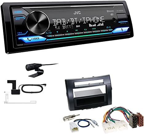 JVC KD-X482DBT 1-DIN Autoradio Media Receiver Digitalradio DAB+ Bluetooth Amazon Alexa USB Einbauset passend für Toyota Corolla Verso 2004-2009 schwarz