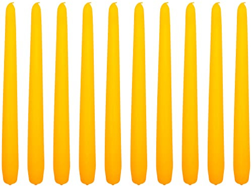Tapered Dinner Candles, Pack of 10, Unscented, Long Burning Time, 24 cm / 9.45 (Orange, Matt)