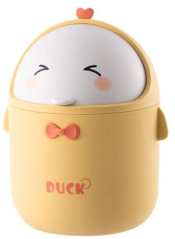 Greyoe Mini Desk Bin, Small Bin - Kitchen, Bedroom, Bathroom Portable Cute Cartoon Style Trash Can (Yellow)