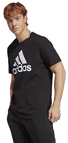 adidas Herren Essentials Single Jersey Big Logo Tee, Black / White, M