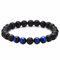 Musihy Perlenarmband Herren Tigerauge, Beaded Bracelet 8MM Tigerauge Lavastein Armband Umfang 19CM
