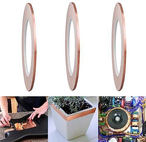 SKYPRO Lot de 3 rouleaux de ruban adhésif single face conducteur en cuivre pour protection contre les limaces et les escargots - 3mmx10m