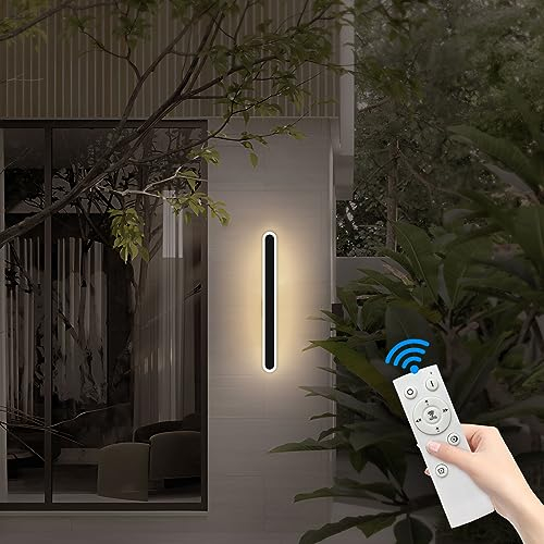 Mikeru LED Wandlampe, 24W Dimmbare Villa-Wandleuchte, Ip65 Regen Außenlampe, Wandtischlampe Mit Fernbedienung, 10-100% Helligkeitseinstellung, FüR Balkone, GeschäFte, AußEnwäNde, Ausenbeleutung 60cm