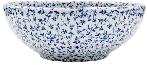 vidaXL Lavabo sobre Encimera Redondo, Lavamanos de Tocador, Lavabo de Fregadero, Lavamanos sobre Encimera para Baño Aseo, Cerámica Blanco y Azul