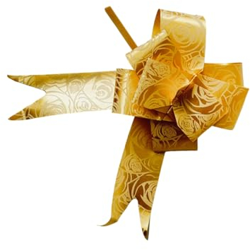 creative balloons Gold Pull Bows Set 30mm Present Basket Pull Bows Flower Ribbons Bows Knot Ribbon Decoration Gift Wrapping for Wedding Bouquets Wine Bottles Birthdays Packaging Boxes 10 Pack