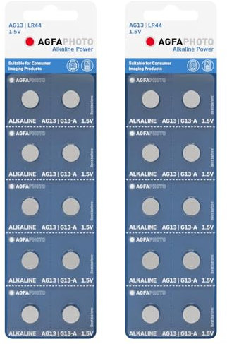 AgfaPhoto 20 PCS LR44 AG13 357 303 SR44 A76 Battery 1.5V Button Coin Cell Batteries for Small Electronics Toys Calculators/Tv Remotes/Watches etc