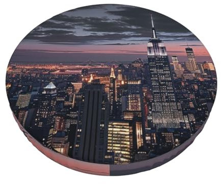 ULKMFFCF Bedruckter runder Hockerbezug von New York, für Barhocker, rutschfest, für Bar, Zuhause, Büro, Esszimmer, Durchmesser 33 cm
