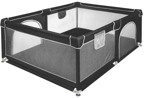 Laufstall für Babys, 160 x 120 cm, Aktivitätsgitter für Kinder, mit Basis, modular, faltbar, großer Laufstall für Kleinkinder mit Tür mit Reißverschluss (weiß)