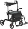 VEVOR 2-in-1 Rollator und Transportstuhl zusammenklappbare Rollator-Rollstuhl-Kombination und Fußstützen leichter Aluminium-Rollator mit verstellbarem Griff All-Terrain-Räder 136 kg Schwarz