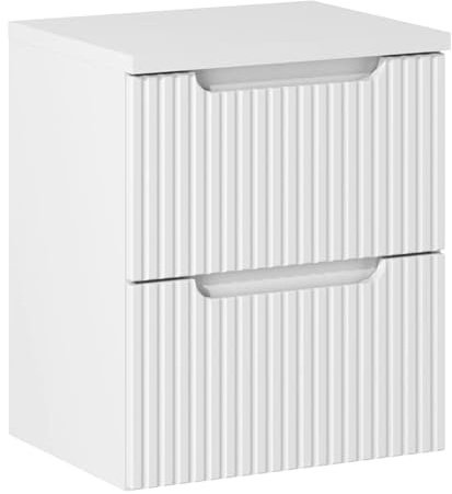 Lomadox Badezimmer Waschtischunterschrank 50cm, weiß mit gerillter Front