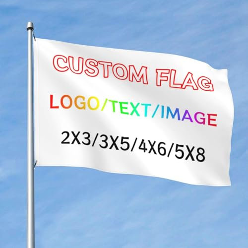 Drapeau & Bannière Personnalisés - Créez Votre Propre Drapeau/Bannière, Ajoutez Logo/Texte/Photo pour Décoration de Jardin Extérieur - 2x3 Ft - Simple Face