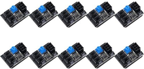 Kufughty 10X 3-Pin 4-Pin Fan Adapter PWM PC Case Cooling Fan Hub 8-Way Splitter 12V Speed Controller with 6-Pin Power Port