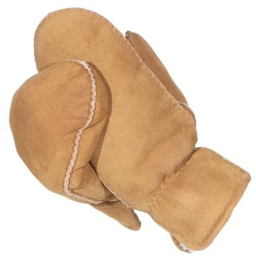 Harrys-Collection Damen Handschuhe Fäustlinge aus Lammfell mit Gummizug, Farben:braun, Handschuhgröße:S/M