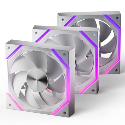 AsiaHorse Nyota Ventilateur PC 120MM ARGB [Lot de 3] [HDB] Ventilateur RGB 2000 RPM/61.5 CFM/2,16 MMH2O 5V 3PIN ARGB et ventilateur PWM 4PIN durée de vie de 50000H