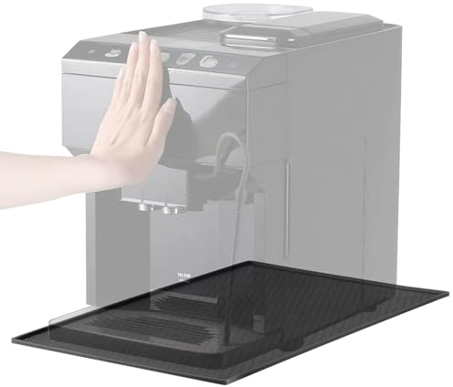 Onperpoe Unterlage Silikonmatte Kaffeemaschine Anti-Rutsch Wasserdicht Kaffeevollautomat Kaffeemühle Saugfähig–Silikonmatte mit Filz Kompatibel mit De Longhi Philips Siemens usw Schwarz 48x30cm