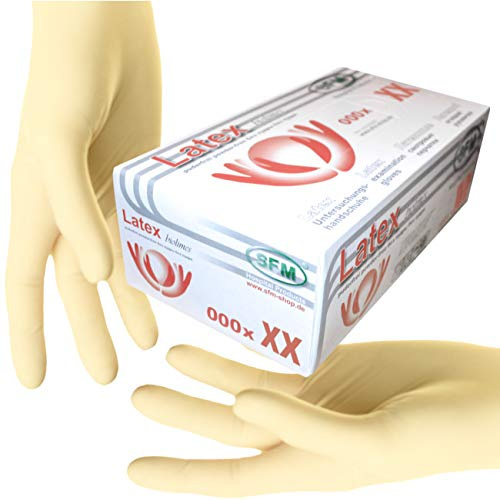 SFM ® BIOLIMES Latex : XS, S, M, L, XL weiß puderfrei volltexturiert Einweghandschuhe Einmalhandschuhe Untersuchungshandschuhe Latexhandschuhe XL (100)