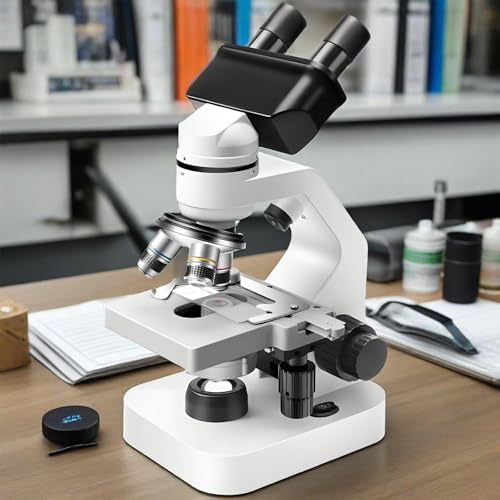 40x-2000x Compound Microscope with Optical Coating Lens - HD Biological Microscope for Students, School Labs & Home Education - Includes Science Experiment Gift Pack & Phone Adapter