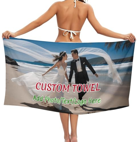 Individuelles Bild Strandtücher, personalisiertes Strandtuch mit Text, super saugfähig, übergroßes Handtuch für Erwachsene
