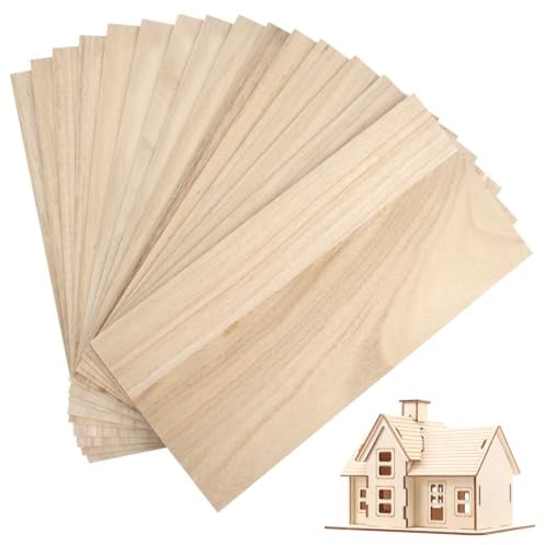15 Pezzi Fogli di Compensato per il Bricolage, 200 x 100 x 1 mm Non Lavorato Pannello Legno, Tavoletta Compensato per il Fai da Te Fogli Balsa per Aeroplani, Legno, Bricolage, Progetti di Modellini