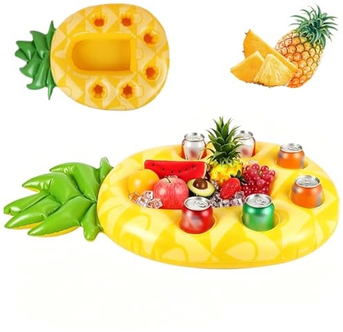 MINGBOLIN Poolbar Aufblasbar Pool Getränkehalter Pool Poolbar Aufblasbarer Getränkehalter Schwimmender Aufblasbare Bar mit 6 Löcher Kapazität Untersetzer,für Sommer Poolparty Strand Mottoparty