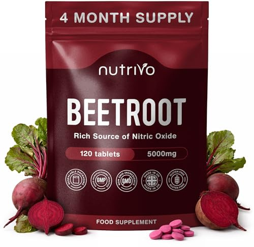 Beetroot Tablets 5000mg | High Strength Beetroot Extract Supplement | 120 Tablets - One A Day - 4 Months Supply - Supports Energy, Heart & Blood Pressure Support