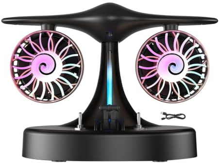 Jets Engine Fan - Portable Silent Desktop Fans With Engine Model, Plane -Turbine Fan | Duals Turbine Desktop Cooler, Silent 0peration, Rgb Lighting Aircraft Style With Wireless Charging Base |