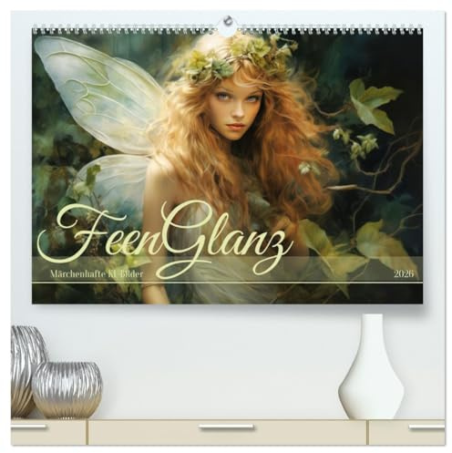Feenglanz (hochwertiger Premium Wandkalender 2026 DIN A2 quer), Kunstdruck in Hochglanz: Märchenhafte KI-Bilder bezaubernder Feen (CALVENDO Kunst)
