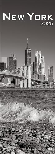 New York Vertical Kalender 2025: Beeindruckende Schwarz-Weiß-Aufnahmen in einem länglichen Kalender - passend zur New Yorker Skyline. Dekorativer Wand-Kalender.