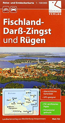 Reise- und Entdeckerkarte Fischland-Darß-Zingst und Rügen: Maßstab 1:100.000, GPS-geeignet