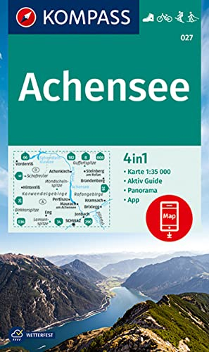 KOMPASS Wanderkarte 027 Achensee 1:35.000: 4in1 Wanderkarte mit Panorama und Aktiv Guide inklusive Karte zur offline Verwendung in der KOMPASS-App. Fahrradfahren. Skitouren. Langlaufen.