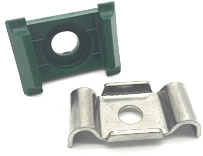 20 x Auflagebock Befestigung Doppelstabzaun Gitterzaun Mattenzaun Halter vers.Farb. Zaun Klemme Klemmlasche (ohne Überstand, moosgrün)