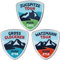3er-Set Bergsteiger Abzeichen - Zugspitze Watzmann Groß-Glockner 55 x 60 mm gestickt/Ostalpen Bergtour Bergsteigen Klettersteig/Aufnäher Aufbügler Sticker Patch/Wanderführer Tourenführer Karte