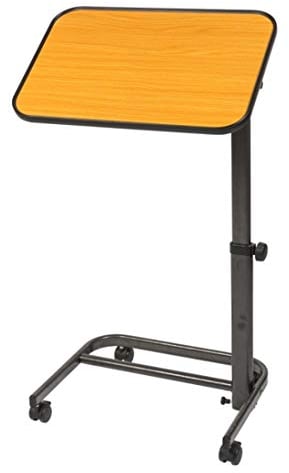 FabaCare Beistelltisch Luxus, stufenlos höhenverstellbarer Pflegetisch, Betttisch auf Rollen, Tisch für Bett mit Neigung, faltbar, Winkel verstellbar, Buche
