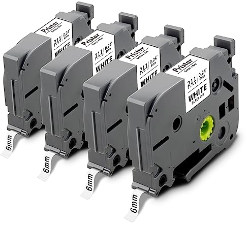 Pristar 6mm Kompatibel Schriftband als Ersatz für Brother TZe-211 TZe211 TZ-211 TZe 6mm Schwarz auf Weiß Etikettenband für Brother P-touch PT-H105 H107B P300BT D210 H101TB P750W H110 P700 D400