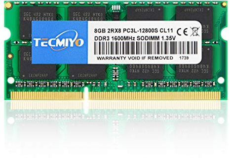 TECMIYO 8GB Kit DDR3/DDR3L 1600MHz SODIMM RAM PC3L / PC3-12800S PC3L / PC3-12800 1.35V / 1.5V CL11 204 Pin 2RX8 Dual Rank Non-ECC Unbuffered Desktop Computer Memory Ram Upgrade