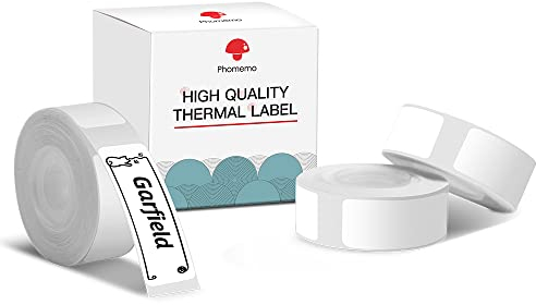 Phomemo D30 Etikettendrucker Band Schwarz auf Weiß Sticker Thermopapier Selbstklebendes Etikettenband, 12 x 40 mm (0.47 x 1.57 Inch) 160 Bänder/Rolle, 3-Rolle