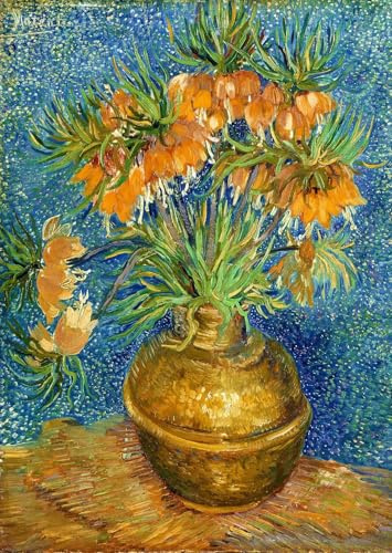 1000 Pieces Jigsaw Puzzle – Matte Finish, Soft Touch, Sturdy and Unique Pieces, Tight Fit, Vivid Colors, Missing Pieces Service – Copper Vase Fritillaries – Van Gogh Famous Painting by ENJOY Puzzle