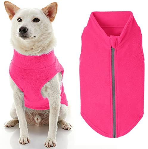 Gooby Fleece-Hundepullover mit Reißverschluss – Rosa, Größe 3XL – Warmer Pullover aus Fleece, Step-In Hundejacke ohne Ringleine – Winter Kleiner Hundepullover – Hundekleidung für kleine Hunde Junge