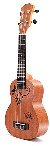 Hawaiianische Ukulele 21 Zoll Mahagoni Ukulele Schmetterling Liebe Blume Ukelele Mini 4 Saiten Gitarre Hawaiianer Reisen Uku Musikinstrument