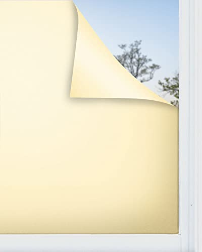 Panorama Vinilo para Ventanas Adhesivo Amarillo 60x300 cm - Lámina Translúcida para Cristal - Pegatina Privacidad - Válido para Ducha - Decoración
