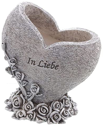 Grabvase In Liebe/wetterfest/Höhe 14 cm/grau/Herzvase