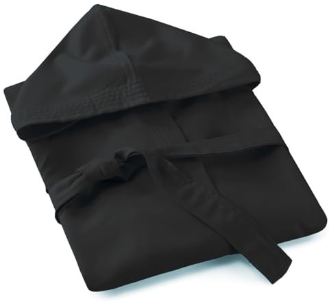 Bee Accappatoio con Cappuccio in morbida Microfibra, unisex, con pratica custodia in pvc (XL, NERO)
