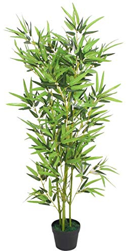 Atlojoys Künstliche Bambuspflanze mit Topf 120 cm Grün, Künstliche Pflanzen, Schreibtisch Deko, für Innen Draussen Balkon Topf Hochzeit Garten Deko